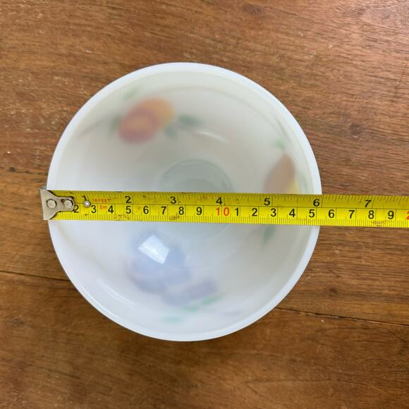Gay Fad FIRE KING # 10 Oven Ware White Glass Fruit Pattern Mixing Bowl - Picture 7 of 7
